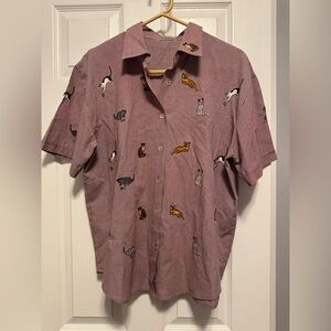Cat button down top
